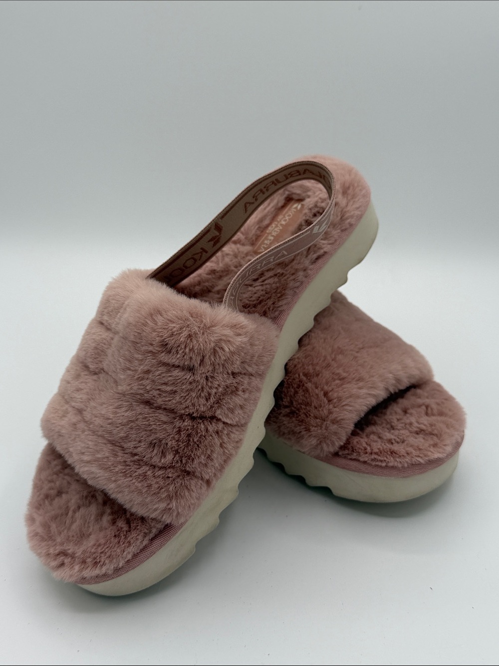 Koolaburra Plush Slide Sandals in Dusty Pink